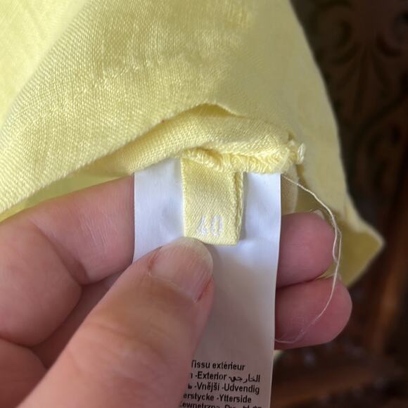 120% Lino yellow linen ruffle sleeve midi dress. - Picture 12 of 14